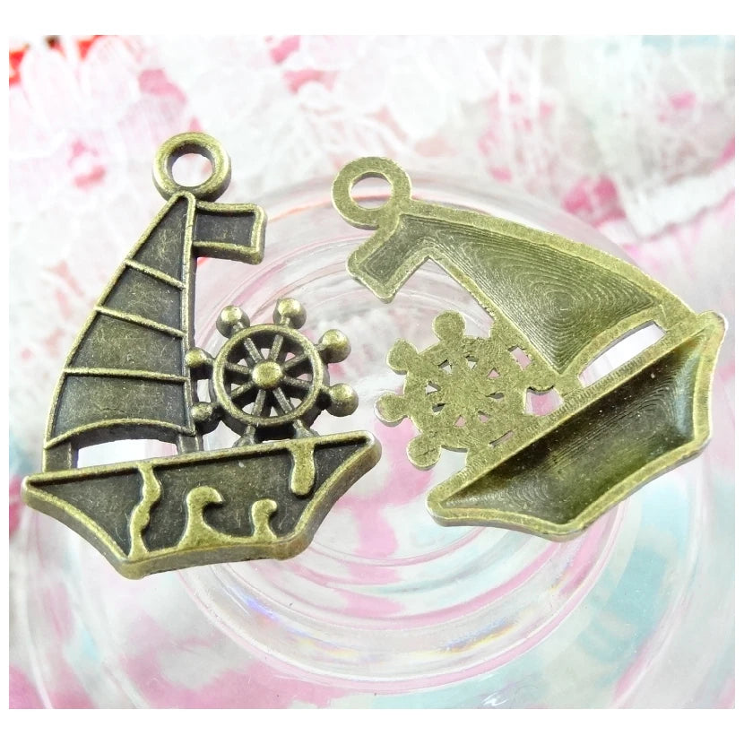 40pcs Boat Charms Antique Bronze Pendant Findings DIY Bracelet Necklace