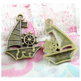 40pcs Boat Charms Antique Bronze Pendant Findings DIY Bracelet Necklace