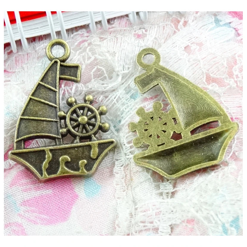 40pcs Boat Charms Antique Bronze Pendant Findings DIY Bracelet Necklace