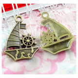 40pcs Boat Charms Antique Bronze Pendant Findings DIY Bracelet Necklace