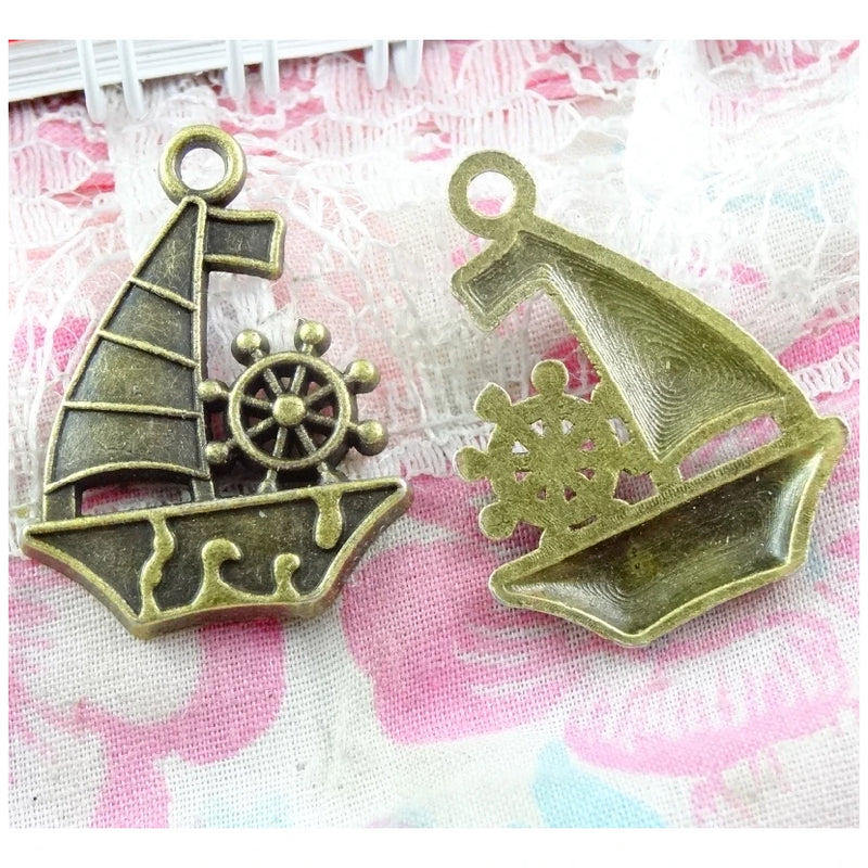 40pcs Boat Charms Antique Bronze Pendant Findings DIY Bracelet Necklace