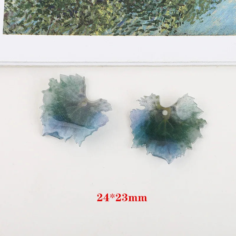 40pcs Resin Leaf Maple Charms Earring Necklace Pendant Accessory