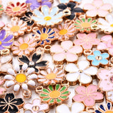 40pcs Daisy Flowers Metal Drop Oil Charms Enamel Pendant DIY Accessories