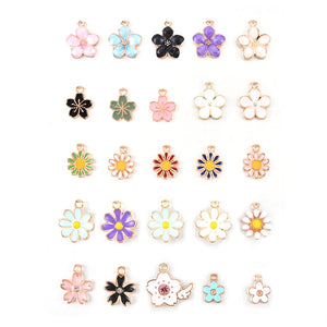 40pcs Daisy Flowers Metal Drop Oil Charms Enamel Pendant DIY Accessories