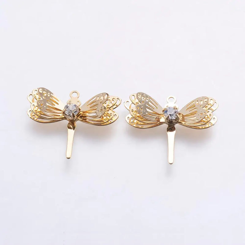 40pcs Brass Butterfly Dragonfly Pendants for Jewelry Making 13x20x5mm 18x22x4mm