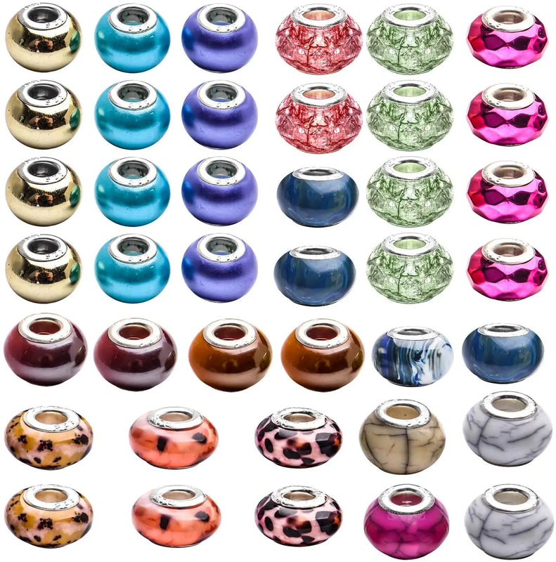 40pcs European Style Spacer Beads Resin Charm Beads Mixed Colors