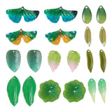 40pcs Ginkgo Leaf Green Acrylic Charms for DIY Jewelry Making