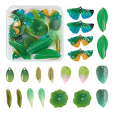 40pcs Ginkgo Leaf Green Acrylic Charms for DIY Jewelry Making