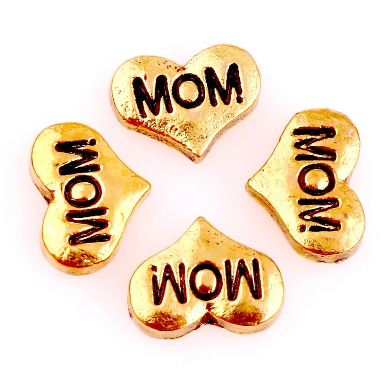 40pcs Heart MOM Floating Charms for Memory Glass Locket Pendant Necklace