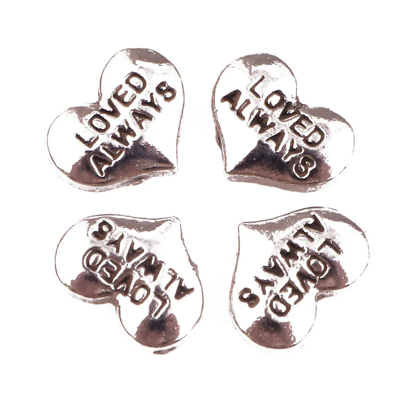 40pcs Heart Always Letters Floating Charms for Glass Memory Locket DIY Jewelry