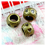 40pcs Hearts Beads 6.5mm big hole Charms Antique Bronze DIY Bracelet Making
