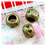 40pcs Hearts Beads 6.5mm big hole Charms Antique Bronze DIY Bracelet Making