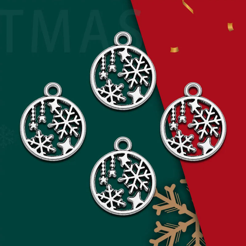 40pcs Snowflake Star Charms Christmas Pendant for DIY Jewelry Making