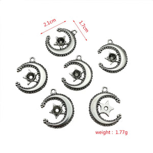 40pcs Metal Moon Star Pendant for DIY Bracelet Necklace Jewelry Making