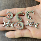 40pcs Metal Moon Star Pendant for DIY Bracelet Necklace Jewelry Making
