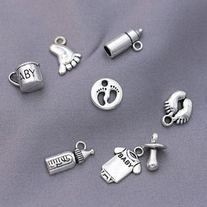 40pcs Silver Plated Baby Bottle Nipple Charm Pendant for Jewelry DIY