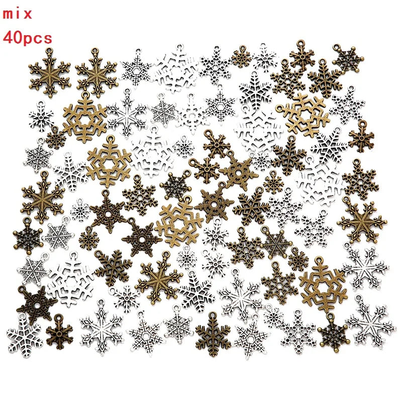 40pcs Christmas Snowflakes Charms for Jewelry Making