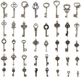 40pcs Vintage Alloy Skeleton Key Charms for DIY Jewelry Making Craft Supplies