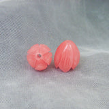 40pcs Natural Coral Powder Tulip Flower Loose Beads For Jewelry Making