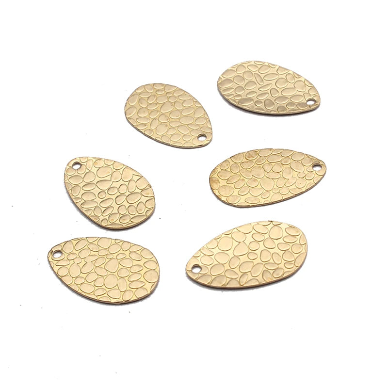 40pcs Raw Brass 11x19mm Oval Drop Charm Pendant For DIY Jewelry Findings