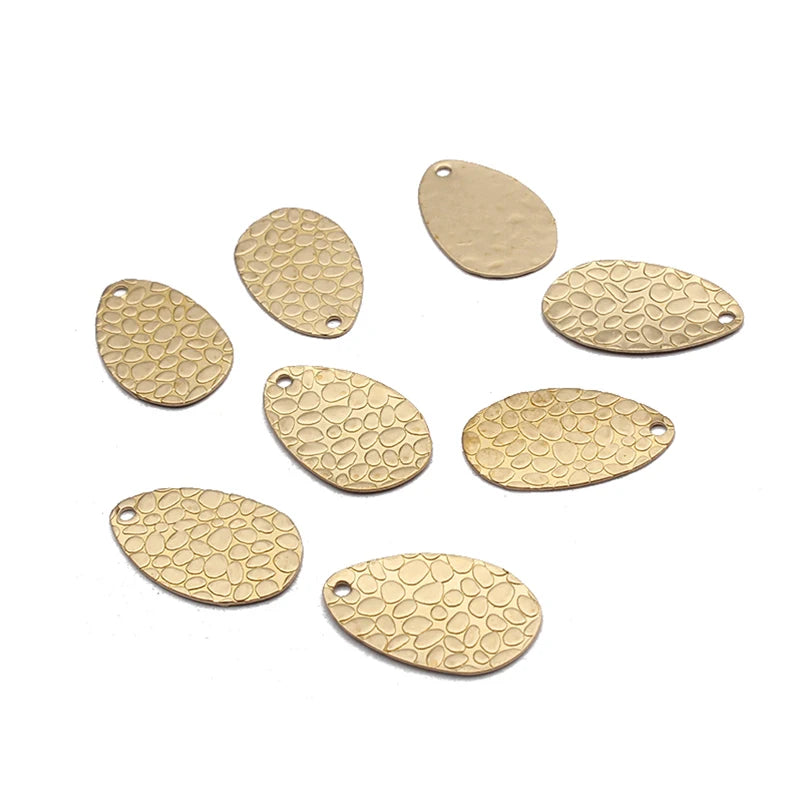 40pcs Raw Brass 11x19mm Oval Drop Charm Pendant For DIY Jewelry Findings