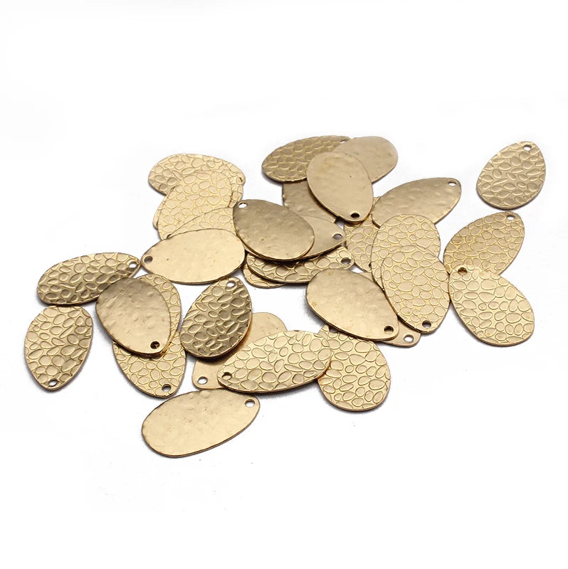 40pcs Raw Brass 11x19mm Oval Drop Charm Pendant For DIY Jewelry Findings