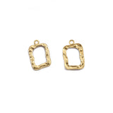 40pcs Raw Brass Rectangle Hammered Frame Charms Pendant for DIY Earrings