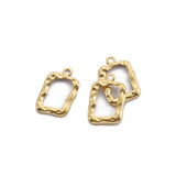 40pcs Raw Brass Rectangle Hammered Frame Charms Pendant for DIY Earrings