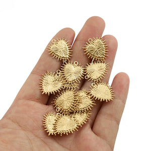 40pcs Raw Brass Heart Charm Pendant for DIY Bracelets Necklace Jewelry