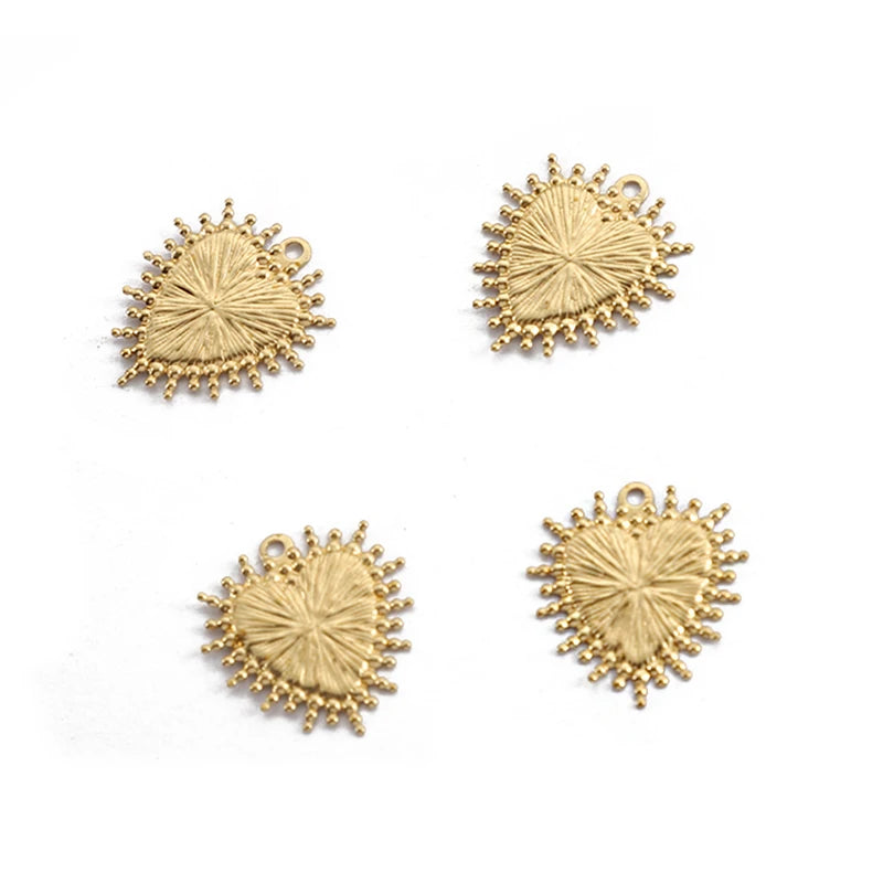 40pcs Raw Brass Heart Charm Pendant for DIY Bracelets Necklace Jewelry