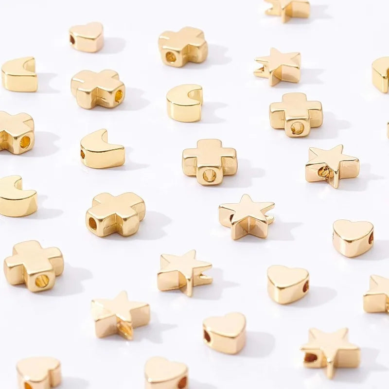40pcs 18K Plated Spacer Bead Charms Vintage Pendant Beads for DIY Jewelry Making