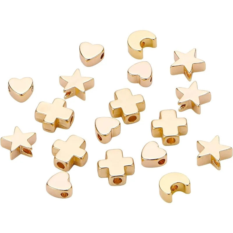 40pcs 18K Plated Spacer Bead Charms Vintage Pendant Beads for DIY Jewelry Making