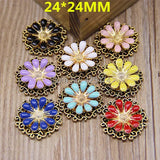 40pcs Golden Chrysanthemum Hair Accessories Enamel Daisy Flower Button