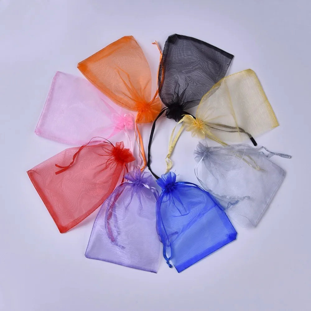 40pcs Rectangle Organza Bags Wedding Favor Bag for Mother's Gift Jewelry Display