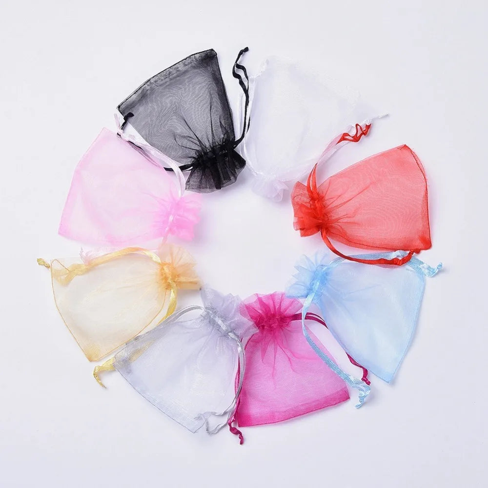 40pcs Rectangle Organza Bags Wedding Favor Bag for Mother's Gift Jewelry Display