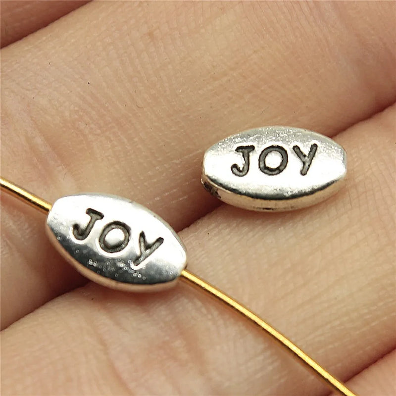 40pcs Antique Silver Love Faith Joy Peace Hope Small Hole Beads Charm