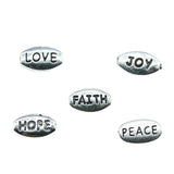 40pcs Antique Silver Love Faith Joy Peace Hope Small Hole Beads Charm