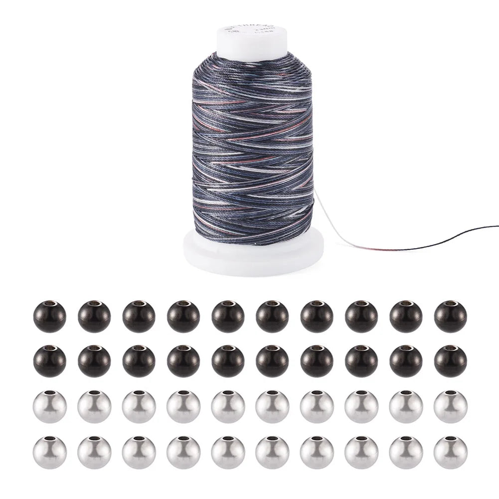 40pcs Stainless Steel Bead 0.5mm Waxed Cord for Jewelry Making