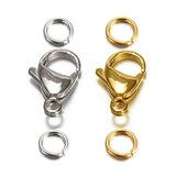 40pcs Stainless Steel Lobster Clasp + Jump Rings DIY Jewelry Making Findings