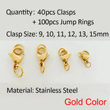 40pcs Stainless Steel Lobster Clasp + Jump Rings DIY Jewelry Making Findings