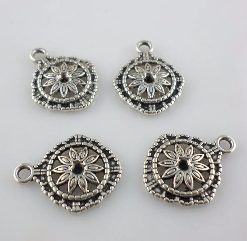 40pcs Tibetan Silver Flower Charms Pendants Beads 14x17mm Jewelry Findings