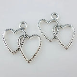 40pcs Tibetan Silver Heart to Heart Love Charms Craft Pendants 23x24mm