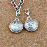 Tibetan Silver Saint Benedict Michael Clasps Charm Beads 17.5x34.5mm