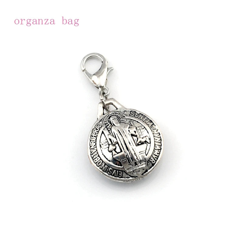 Tibetan Silver Saint Benedict Michael Clasps Charm Beads 17.5x34.5mm