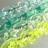 40pcs Clear Neon Yellow Green Oval Acrylic Chain Links - Size 31mmx19mm