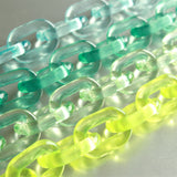40pcs Clear Neon Yellow Green Oval Acrylic Chain Links - Size 31mmx19mm