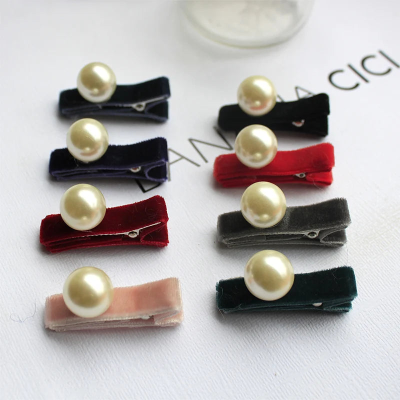 40pcs Velvet Hair Clips PEARL Mini Velvet Hair Clip Non Slip Infant Barrette