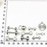 40pcs Antique Silver Sport Dumbbell Barbell Charms for Bracelet Earring Jewelry