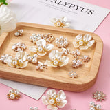 40pcs Mixed Alloy Cabochons with Pearl Crystal Flower
