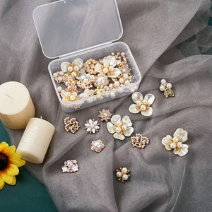 40pcs Mixed Alloy Cabochons with Pearl Crystal Flower